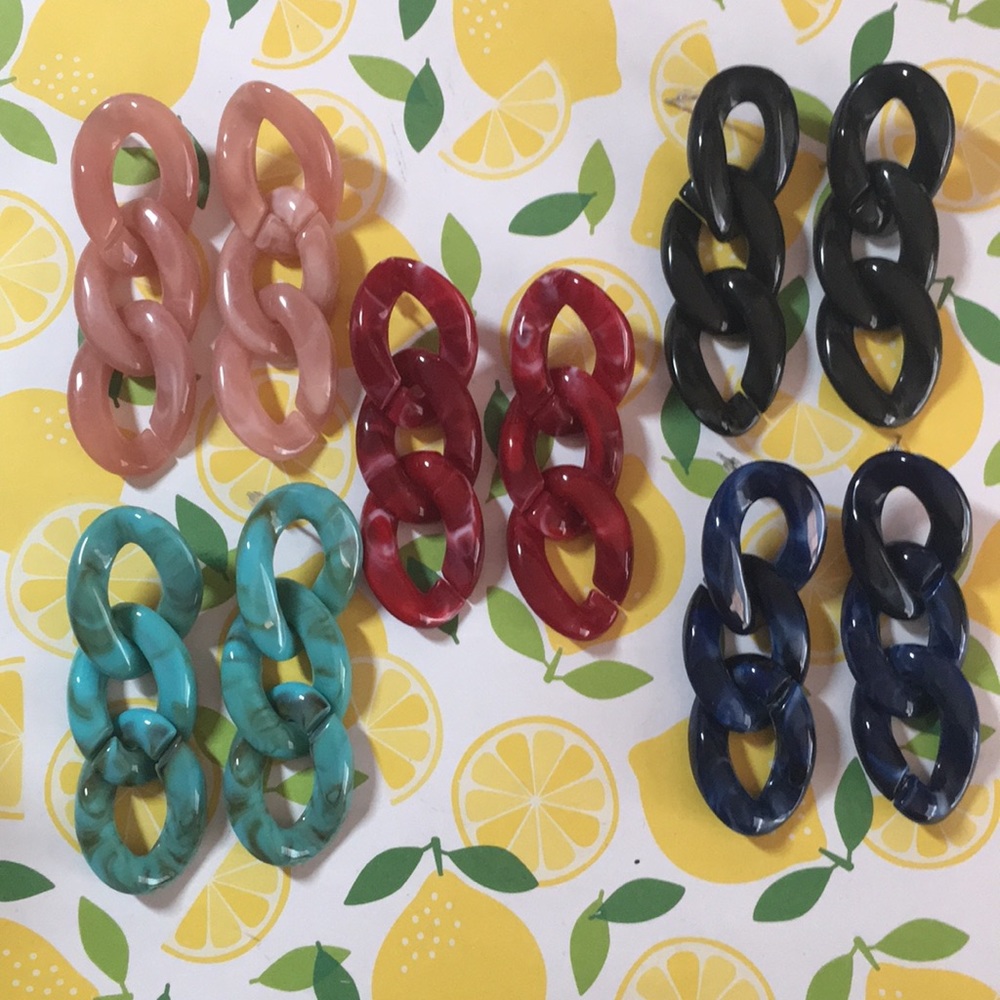 🍊 NWT Acrylic Stone Chain Resin Drop Earrings
